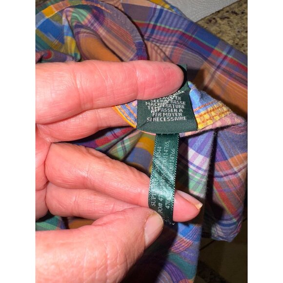 LRL Lauren Jeans Company Plaid Button-Up Shirt Cotton XL Preppy Old Money Cottag - Picture 9 of 10